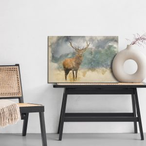 Peinture sur toile Cerf Sur Fond Aquarelle – Image 6