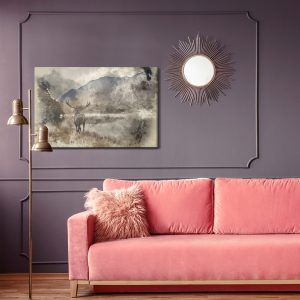 Peinture sur toile Aquarelle Paysage Avec Cerf – Image 4
