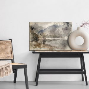 Peinture sur toile Aquarelle Paysage Avec Cerf – Image 6