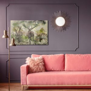 Peinture sur toile Cerf Aquarelle Dans La Forêt – Image 4