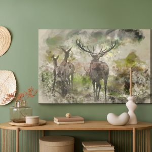 Peinture sur toile Cerf Aquarelle Dans La Forêt – Image 5