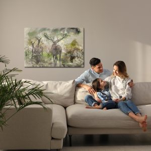 Peinture sur toile Cerf Aquarelle Dans La Forêt – Image 7