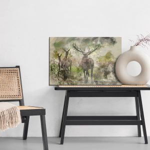 Peinture sur toile Cerf Aquarelle Dans La Forêt – Image 6