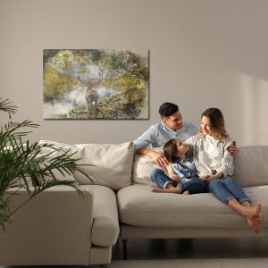Peinture sur toile Un Cerf Sur La Rivière – Image 7