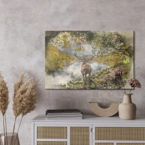 Peinture sur toile Un Cerf Sur La Rivière – Image 3