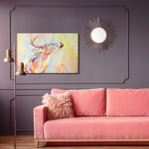 Peinture sur toile Cerf Coloré Peint À L'aquarelle – Image 4
