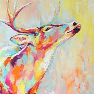 Peinture sur toile Cerf Coloré Peint À L'aquarelle – Image 1