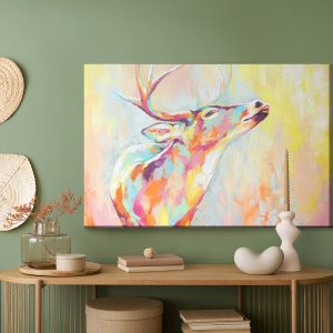 Peinture sur toile Cerf Coloré Peint À L'aquarelle – Image 5