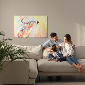 Peinture sur toile Cerf Coloré Peint À L'aquarelle – Image 7