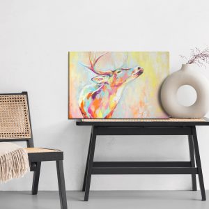 Peinture sur toile Cerf Coloré Peint À L'aquarelle – Image 6