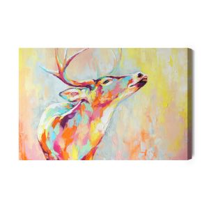 Peinture sur toile Cerf Coloré Peint À L'aquarelle – Image 2