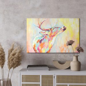Peinture sur toile Cerf Coloré Peint À L'aquarelle – Image 3
