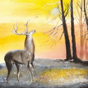 Peinture sur toile Paysage Avec Un Cerf – Image 1