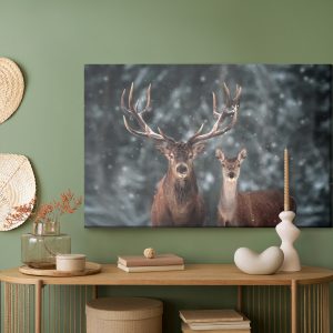 Peinture sur toile Cerf Et Cerf En Hiver – Image 5