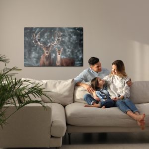 Peinture sur toile Cerf Et Cerf En Hiver – Image 7