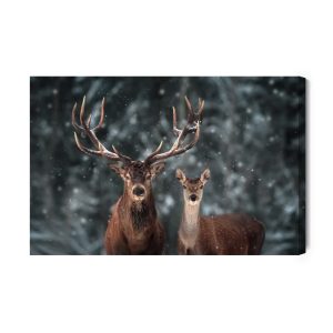 Peinture sur toile Cerf Et Cerf En Hiver – Image 2