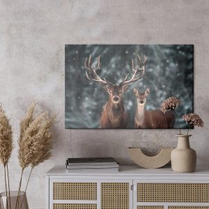 Peinture sur toile Cerf Et Cerf En Hiver – Image 3