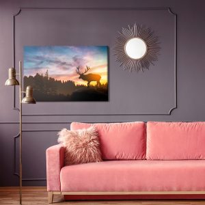 Peinture sur toile Cerf Au Coucher Du Soleil – Image 4