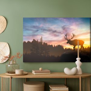 Peinture sur toile Cerf Au Coucher Du Soleil – Image 5