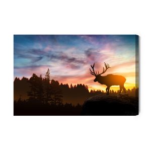 Peinture sur toile Cerf Au Coucher Du Soleil – Image 2