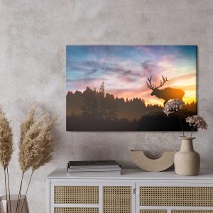 Peinture sur toile Cerf Au Coucher Du Soleil – Image 3