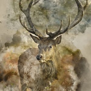 Peinture sur toile De Cerf Abstrait Dans Des Tons Bruns – Image 1