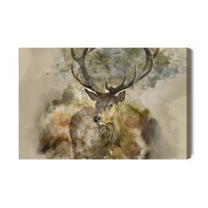 Peinture sur toile De Cerf Abstrait Dans Des Tons Bruns – Image 2