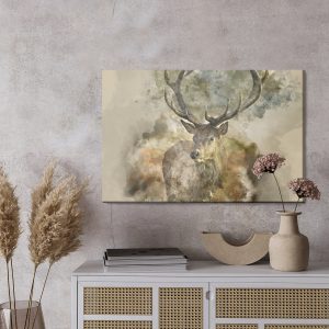 Peinture sur toile De Cerf Abstrait Dans Des Tons Bruns – Image 3