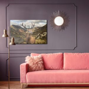 Peinture sur toile Cerf Sur Fond De Montagnes – Image 4