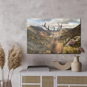 Peinture sur toile Cerf Sur Fond De Montagnes – Image 3