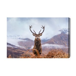 Peinture sur toile Cerf Et Montagnes D'hiver – Image 2