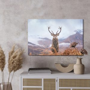 Peinture sur toile Cerf Et Montagnes D'hiver – Image 3