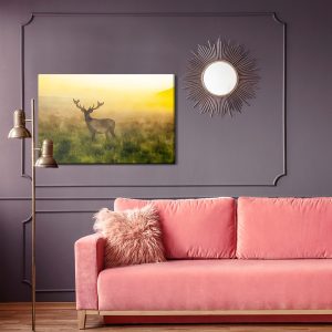 Peinture sur toile Un Cerf Et Un Matin Brumeux – Image 4