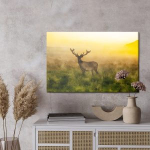 Peinture sur toile Un Cerf Et Un Matin Brumeux – Image 3