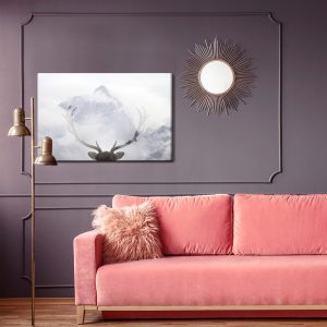 Peinture sur toile Un Cerf Regardant Les Montagnes – Image 4