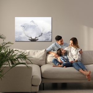 Peinture sur toile Un Cerf Regardant Les Montagnes – Image 7