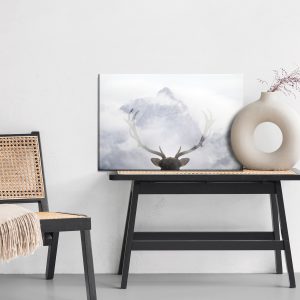 Peinture sur toile Un Cerf Regardant Les Montagnes – Image 6