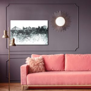 Peinture sur toile Panorama Blanc Noir De Varsovie – Image 4