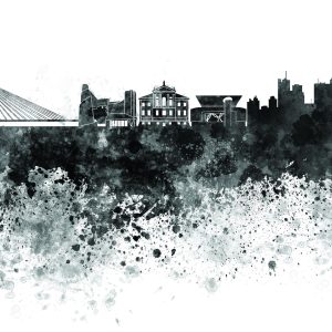Peinture sur toile Panorama Blanc Noir De Varsovie – Image 1
