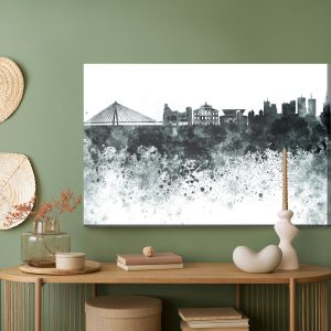 Peinture sur toile Panorama Blanc Noir De Varsovie – Image 5