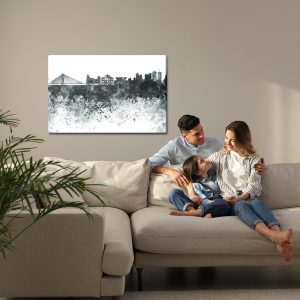 Peinture sur toile Panorama Blanc Noir De Varsovie – Image 7