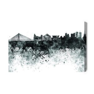 Peinture sur toile Panorama Blanc Noir De Varsovie – Image 2