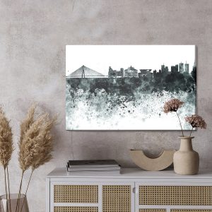 Peinture sur toile Panorama Blanc Noir De Varsovie – Image 3