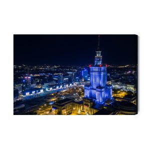 Peinture sur toile Varsovie Illuminée La Nuit – Image 2