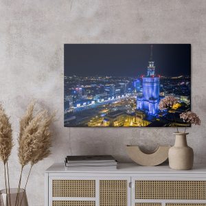 Peinture sur toile Varsovie Illuminée La Nuit – Image 3