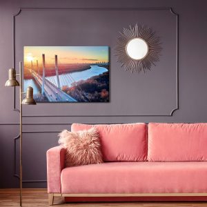Peinture sur toile Pont À Varsovie Au Coucher Du Soleil – Image 4