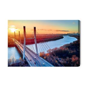 Peinture sur toile Pont À Varsovie Au Coucher Du Soleil – Image 2