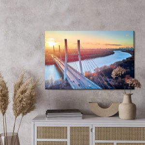 Peinture sur toile Pont À Varsovie Au Coucher Du Soleil – Image 3