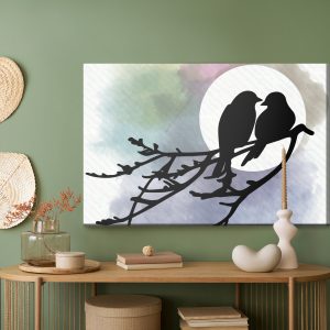 Peinture sur toile Silhouettes D'oiseaux Sur La Branche – Image 5