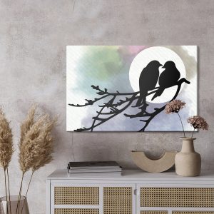 Peinture sur toile Silhouettes D'oiseaux Sur La Branche – Image 3